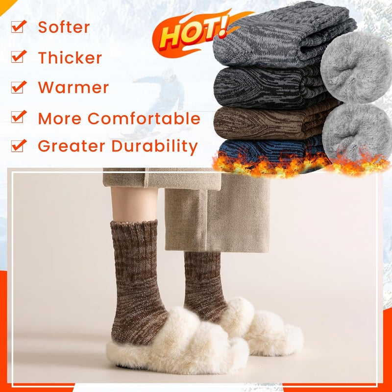 Velice Winter Warm Thermal Socks for Women Extra Thick Insulated Heated Crew Boot Socks for Cold Weather 5 Pairs - Image 2